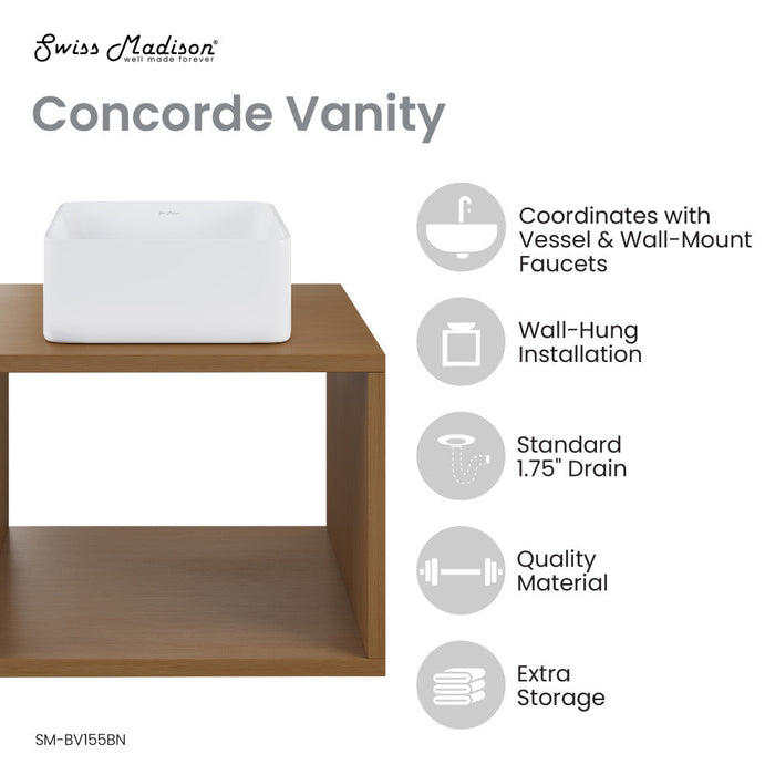 Swiss Madison Concorde 24'' Wall-Hung Vanity In Brown Oak - SM-BV155BN