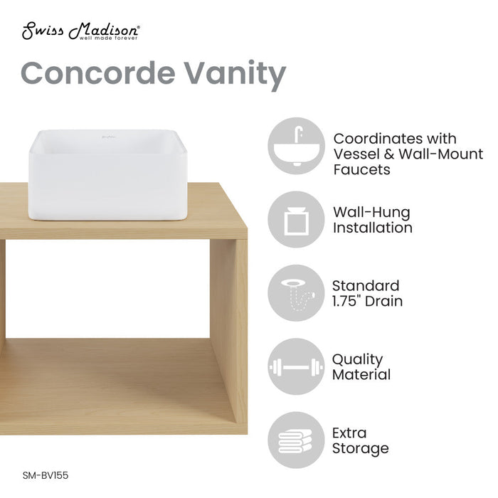 Swiss Madison Concorde 24'' Wall-Hung Vanity In Natural Oak - SM-BV155