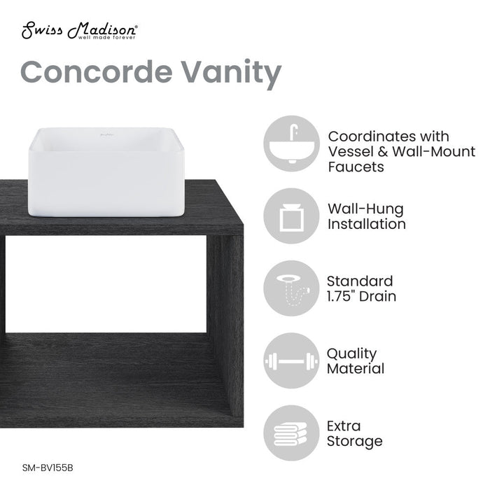 Swiss Madison Concorde 24'' Wall-Hung Vanity In Black - SM-BV155B