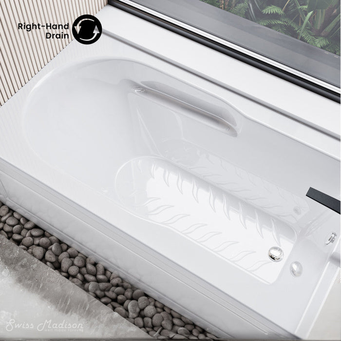 Swiss Madison Concorde 60" x 30" Right-Hand Drain Alcove Bathtub with Apron and Armrest - SM-AB0201GW