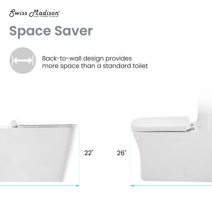 Swiss Madison Concorde Back-to-Wall Square Toilet Bowl - SM-WT555