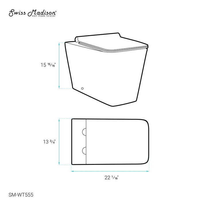 Swiss Madison Concorde Back-to-Wall Square Toilet Bowl - SM-WT555