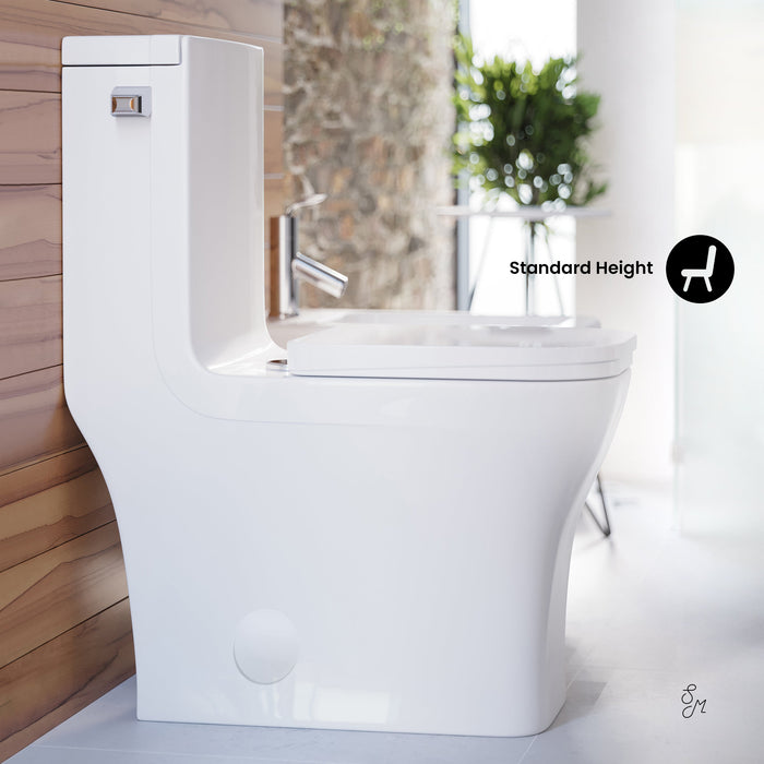 Swiss Madison Concorde One-Piece Square Left Side Flush Handle Toilet 1.28 gpf - SM-1T107