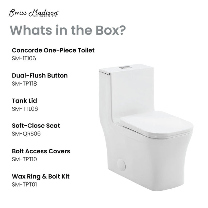 Swiss Madison Concorde One-Piece Square Toilet Dual-Flush 1.1/1.6 gpf - SM-1T106