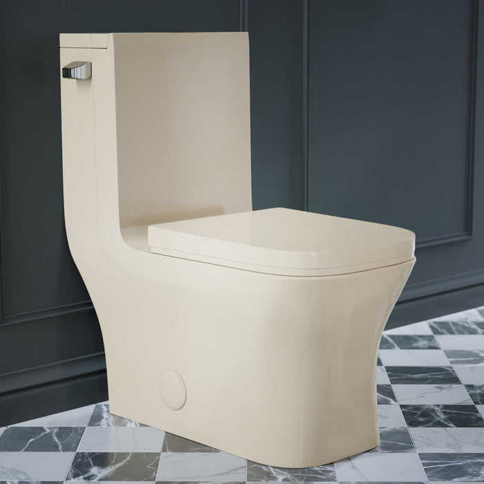 Swiss Madison Concorde One Piece Square Left Side Flush Handle Toilet 1.28 gpf in Bisque - SM-1T107BQ