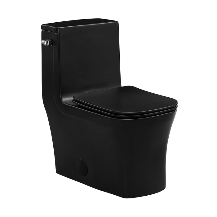 Swiss Madison Concorde One-Piece Square Left Side Flush Handle Toilet 1.28 gpf in Matte Black - SM-1T107MB