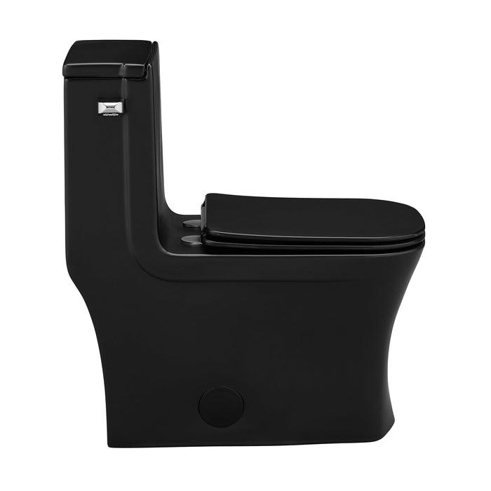 Swiss Madison Concorde One-Piece Square Left Side Flush Handle Toilet 1.28 gpf in Matte Black - SM-1T107MB