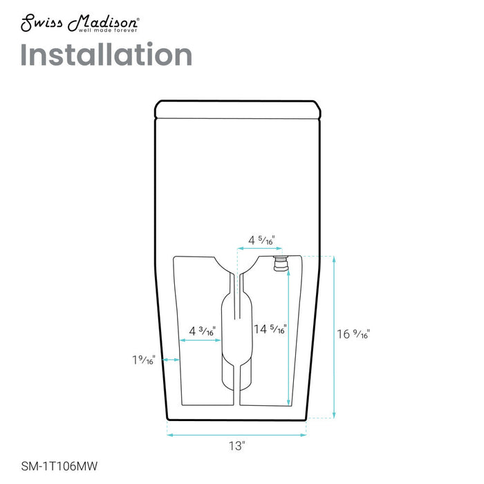 Swiss Madison Concorde One Piece Square Toilet Dual Flush 1.1/1.6 gpf in Matte White - SM-1T106MW