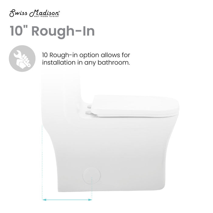 Swiss Madison Concorde One Piece Square Toilet Dual Flush 1.1/1.6 gpf with 10" Rough In - SM-1T278