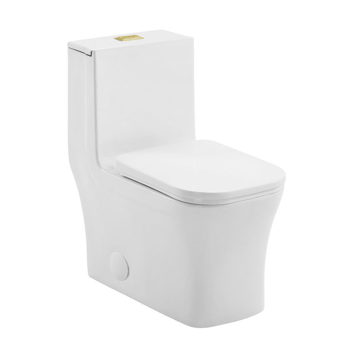 Swiss Madison Concorde One Piece Square Toilet Dual Flush, Brushed Gold Hardware 1.1/1.6 gpf - SM-1T106HG