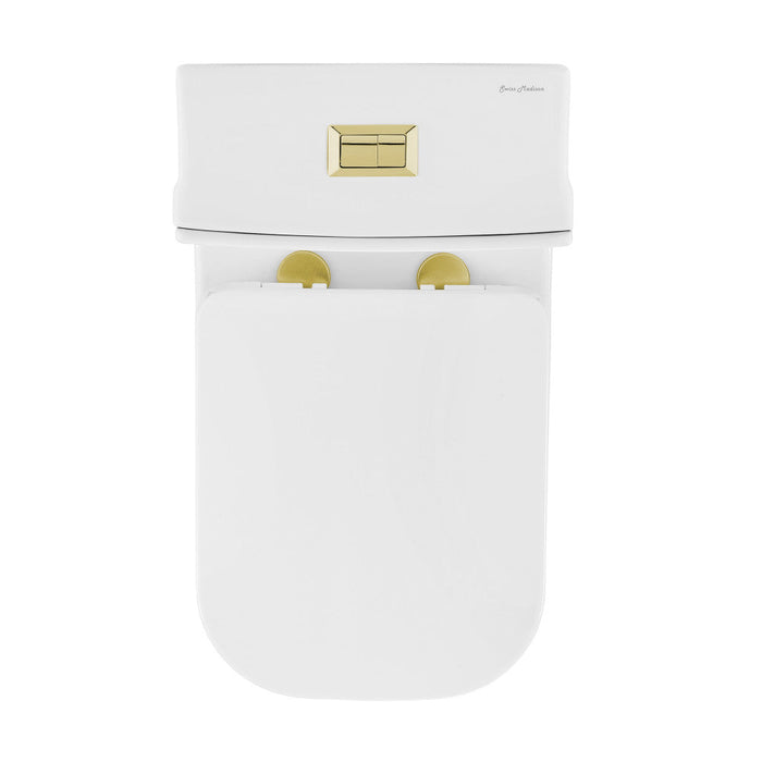 Swiss Madison Concorde One Piece Square Toilet Dual Flush, Brushed Gold Hardware 1.1/1.6 gpf - SM-1T106HG