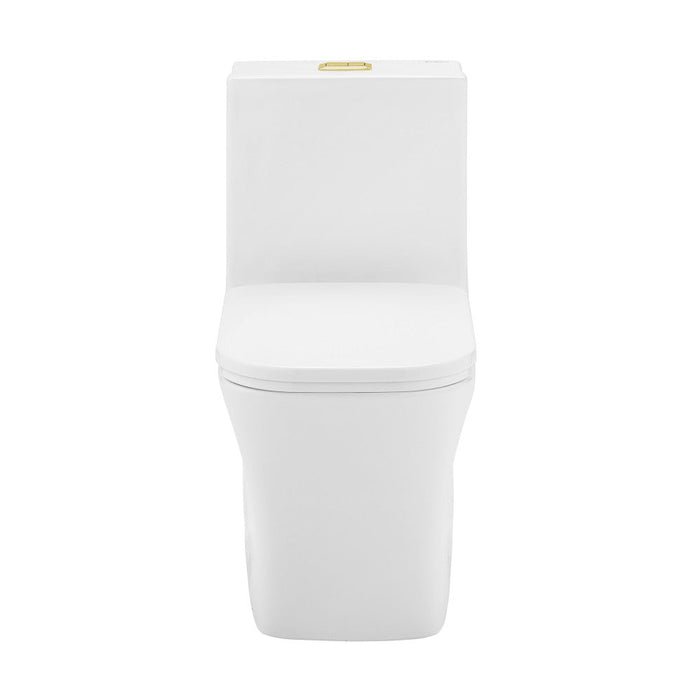 Swiss Madison Concorde One Piece Square Toilet Dual Flush, Brushed Gold Hardware 1.1/1.6 gpf - SM-1T106HG