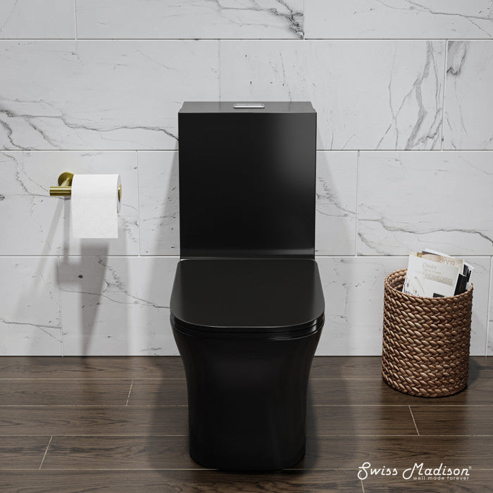 Swiss Madison Concorde One Piece Square Toilet Dual Flush in Glossy Black 1.1/1.6 gpf - SM-1T106GB