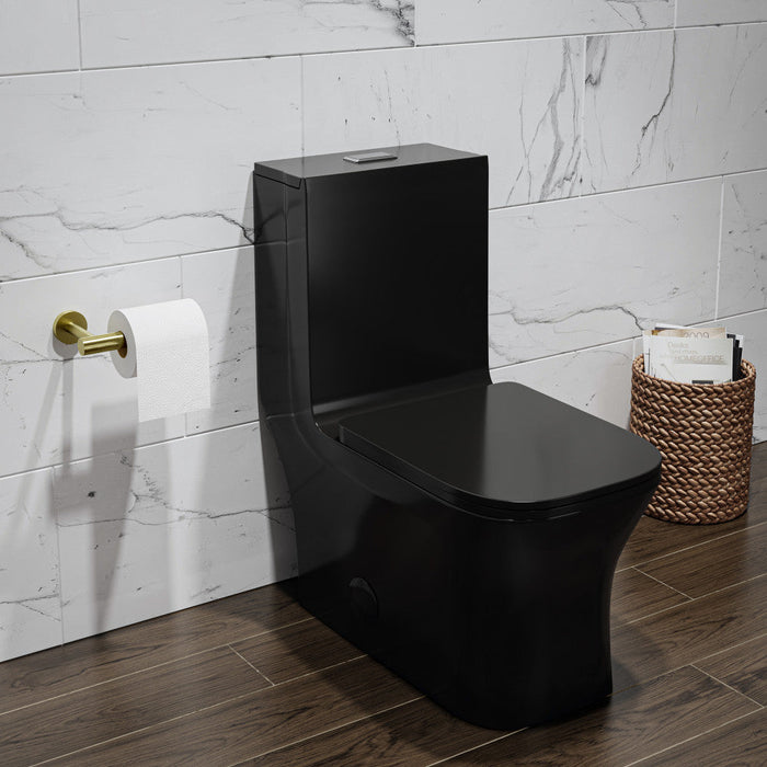 Swiss Madison Concorde One Piece Square Toilet Dual Flush in Glossy Black 1.1/1.6 gpf - SM-1T106GB