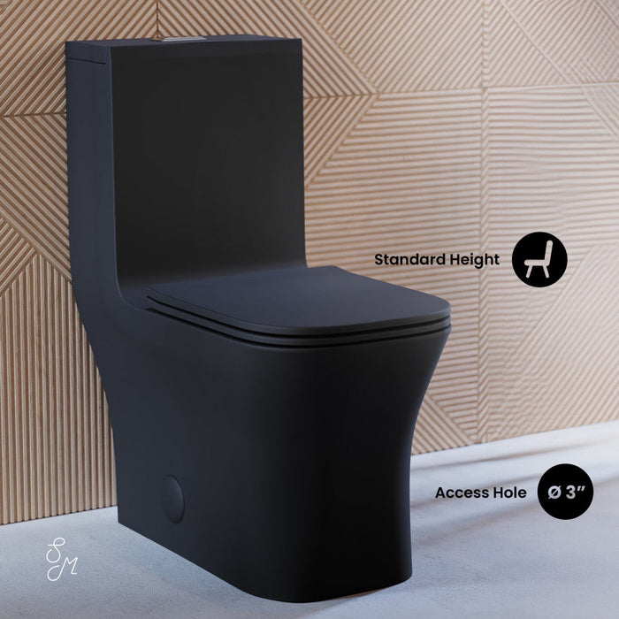 Swiss Madison Concorde One-Piece Square Toilet Dual-Flush in Matte Black 1.1/1.6 gpf - SM-1T106MB