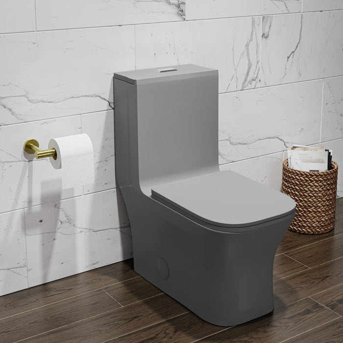 Swiss Madison Concorde One Piece Square Toilet Dual Flush in Matte Grey 1.1/1.6 gpf - SM-1T106MG