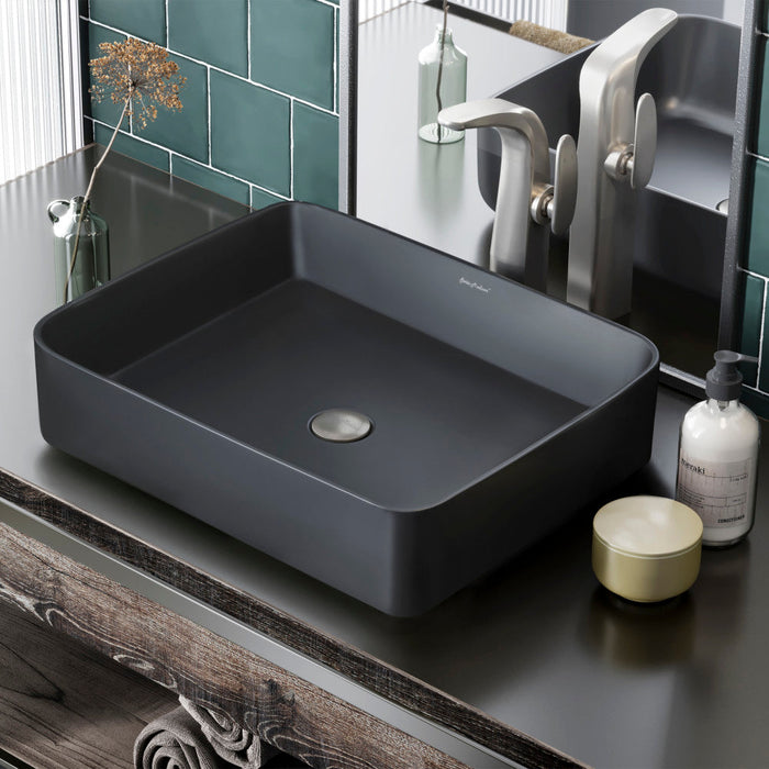 Swiss Madison Concorde Rectangle Ceramic Vessel Sink, Matte Black - SM-VS242MB