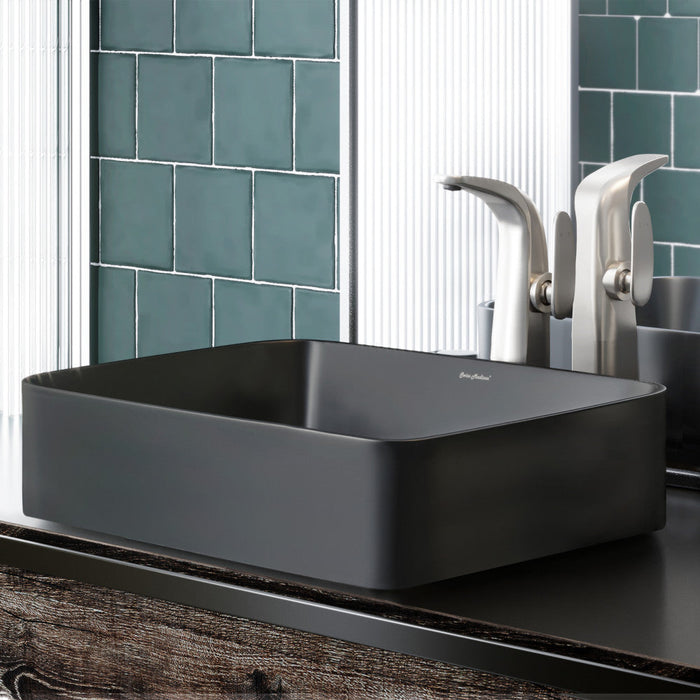 Swiss Madison Concorde Rectangle Ceramic Vessel Sink, Matte Black - SM-VS242MB