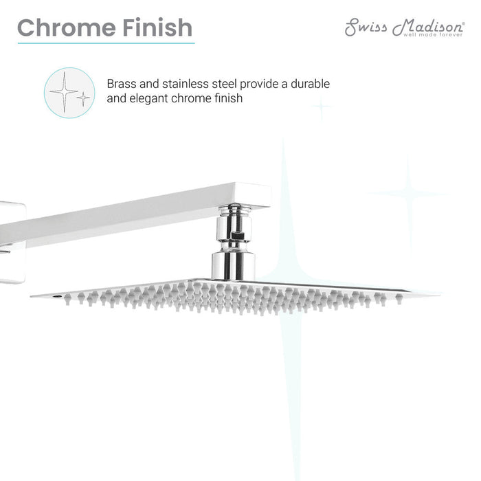 Swiss Madison Concorde Single-Handle 1 Spray 8" Wall Mounted Fixed Shower Head in Chrome (Valve Included) - SM-SH01C