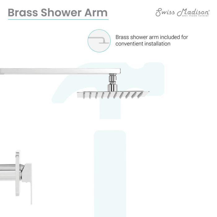 Swiss Madison Concorde Single-Handle 1 Spray 8" Wall Mounted Fixed Shower Head in Chrome (Valve Included) - SM-SH01C