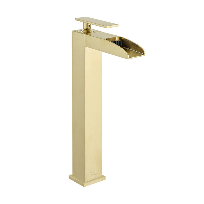 Swiss Madison Concorde Single Hole, Single-Handle, High Arc Waterfall, Bathroom Faucet in Brushed Gold - SM-BF51BG