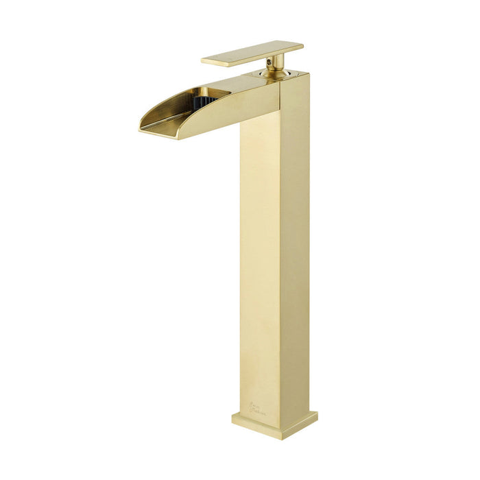 Swiss Madison Concorde Single Hole, Single-Handle, High Arc Waterfall, Bathroom Faucet in Brushed Gold - SM-BF51BG