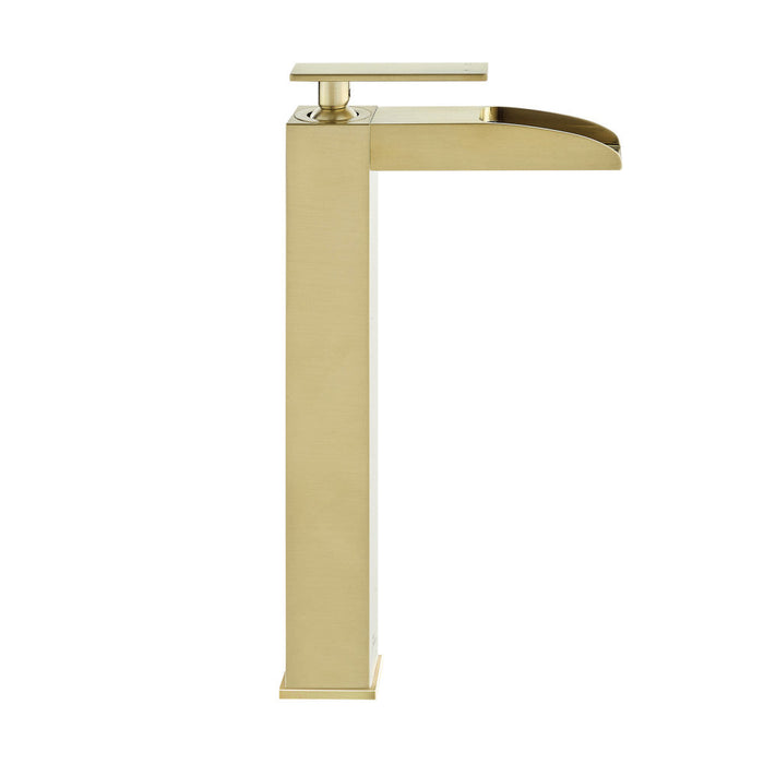 Swiss Madison Concorde Single Hole, Single-Handle, High Arc Waterfall, Bathroom Faucet in Brushed Gold - SM-BF51BG