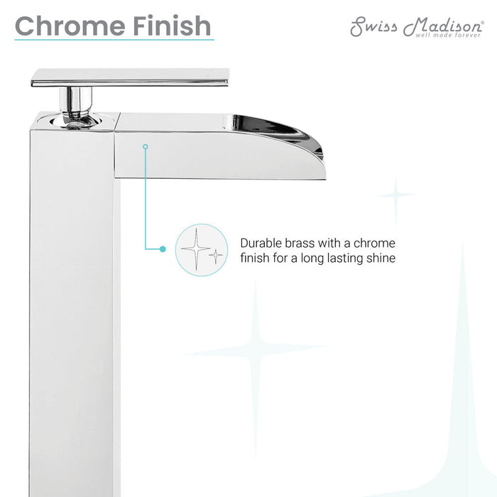 Swiss Madison Concorde Single Hole, Single-Handle, High Arc Waterfall, Bathroom Faucet in Chrome - SM-BF51C