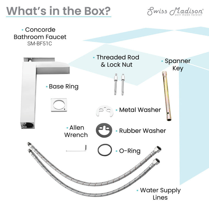 Swiss Madison Concorde Single Hole, Single-Handle, High Arc Waterfall, Bathroom Faucet in Chrome - SM-BF51C