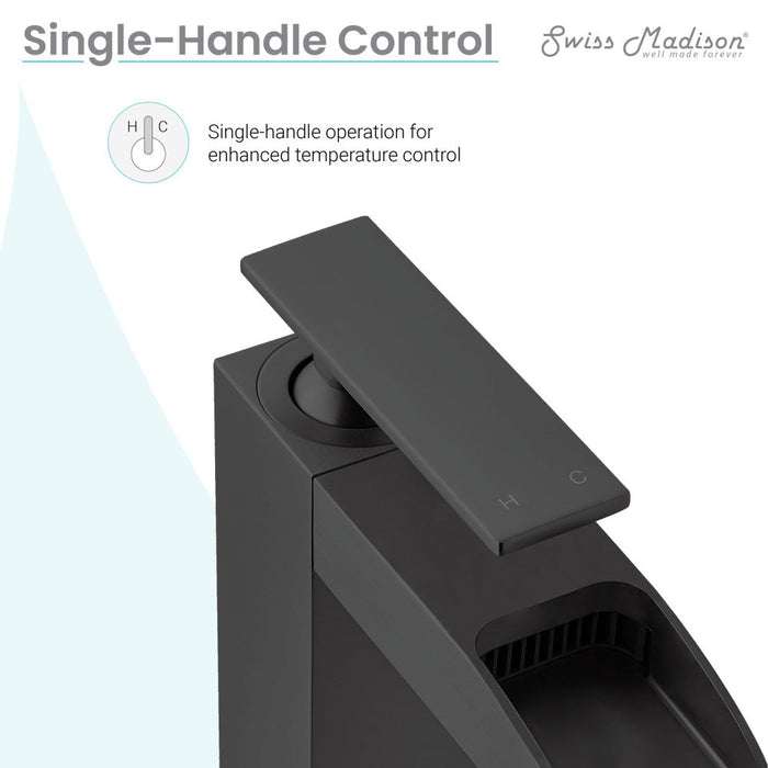 Swiss Madison Concorde Single Hole, Single-Handle, High Arc Waterfall, Bathroom Faucet in Matte Black - SM-BF51MB