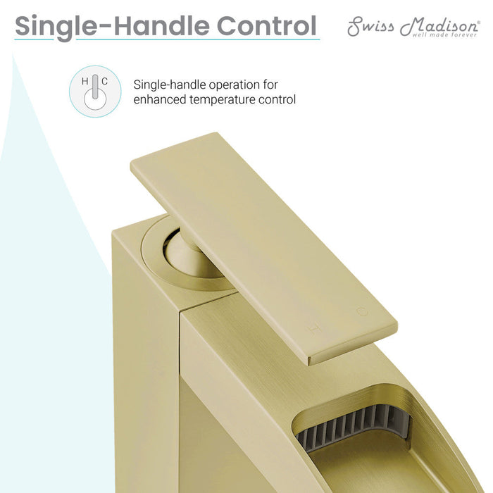 Swiss Madison Concorde Single Hole, Single-Handle, Waterfall Bathroom Faucet in Brushed Gold - SM-BF50BG