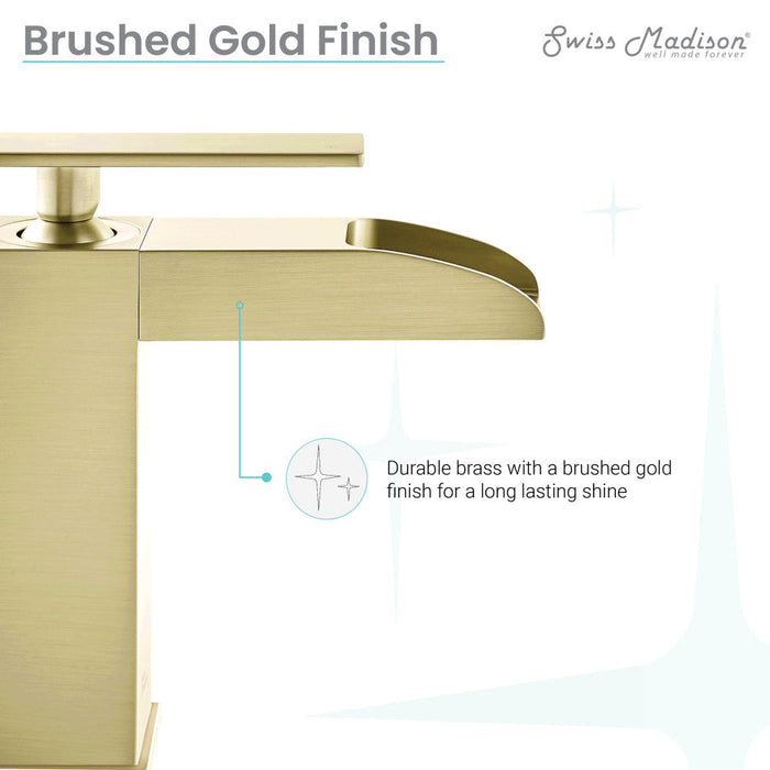 Swiss Madison Concorde Single Hole, Single-Handle, Waterfall Bathroom Faucet in Brushed Gold - SM-BF50BG