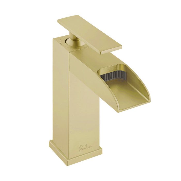 Swiss Madison Concorde Single Hole, Single-Handle, Waterfall Bathroom Faucet in Brushed Gold - SM-BF50BG