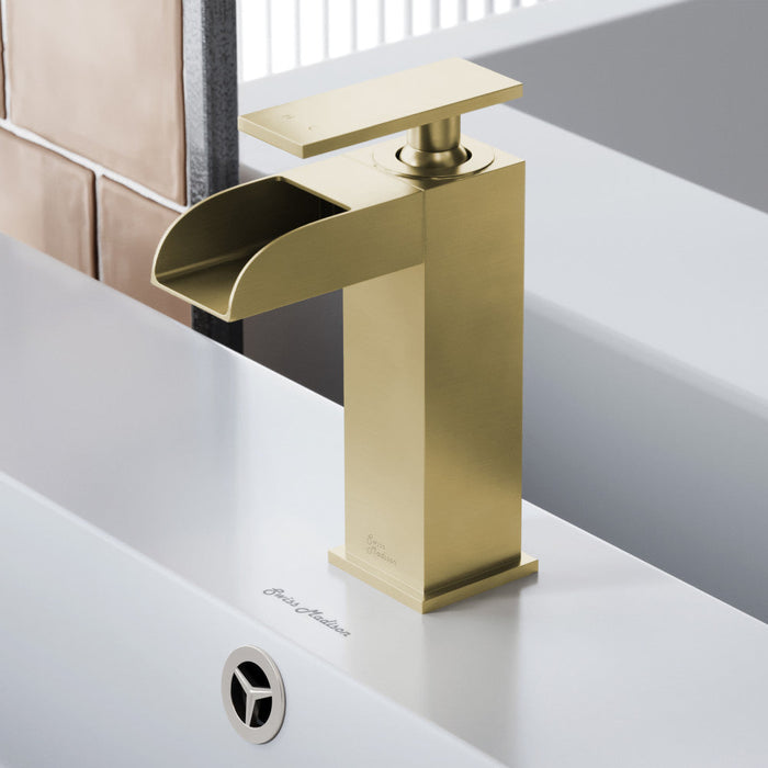 Swiss Madison Concorde Single Hole, Single-Handle, Waterfall Bathroom Faucet in Brushed Gold - SM-BF50BG