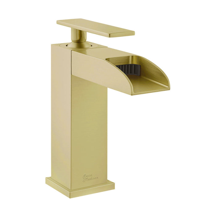 Swiss Madison Concorde Single Hole, Single-Handle, Waterfall Bathroom Faucet in Brushed Gold - SM-BF50BG