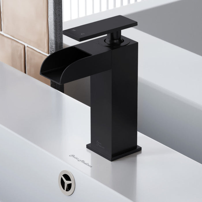 Swiss Madison Concorde Single Hole, Single-Handle, Waterfall Bathroom Faucet in Matte Black - SM-BF50MB