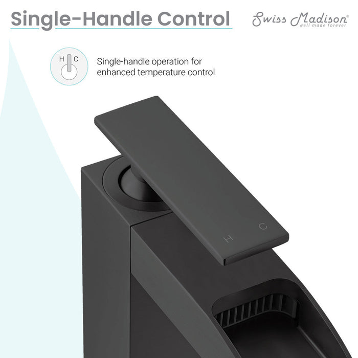 Swiss Madison Concorde Single Hole, Single-Handle, Waterfall Bathroom Faucet in Matte Black - SM-BF50MB