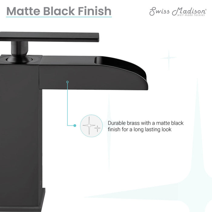 Swiss Madison Concorde Single Hole, Single-Handle, Waterfall Bathroom Faucet in Matte Black - SM-BF50MB