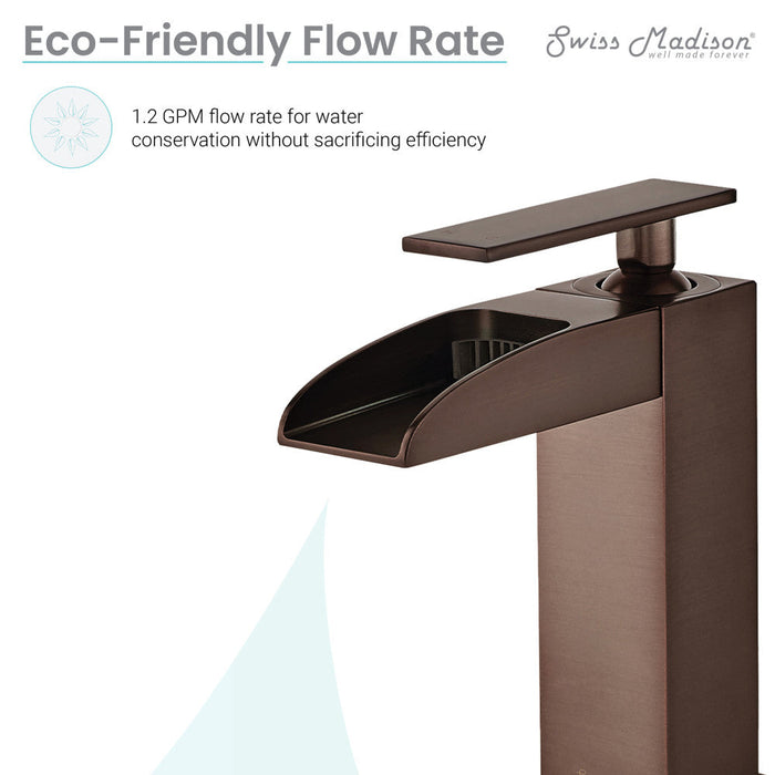 Swiss Madison Concorde Single Hole, Single-Handle, Waterfall Bathroom Faucet in Oil Rubbed Bronze - SM-BF50OR