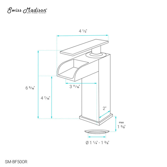 Swiss Madison Concorde Single Hole, Single-Handle, Waterfall Bathroom Faucet in Oil Rubbed Bronze - SM-BF50OR