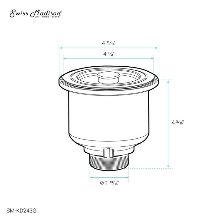 Swiss Madison 4.5" Stainless Steel Basket Drain in Gold - SM-KD243G