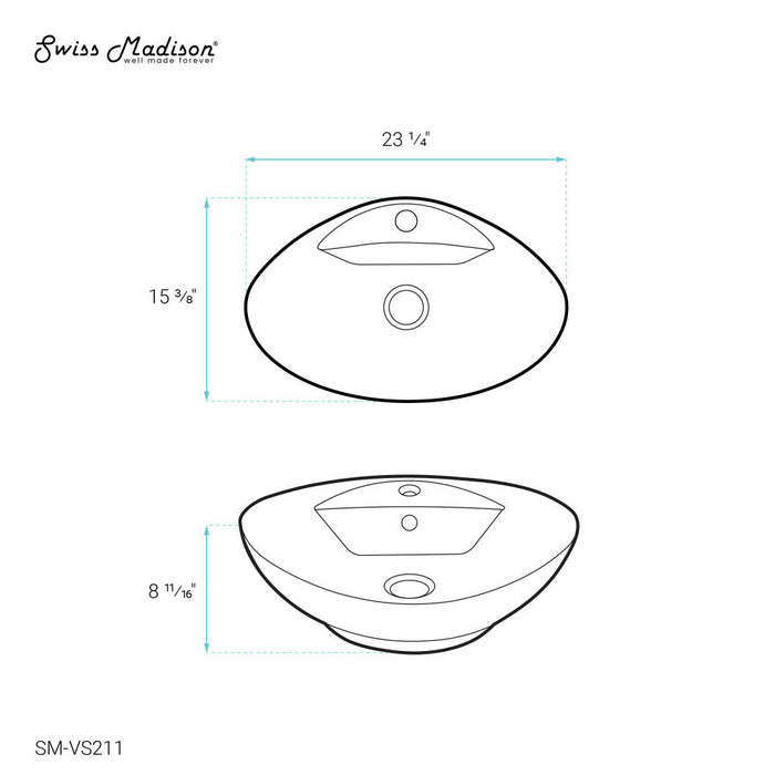 Swiss Madison Ivy 23 Oval Ceramic Vessel Sink - SM-VS211