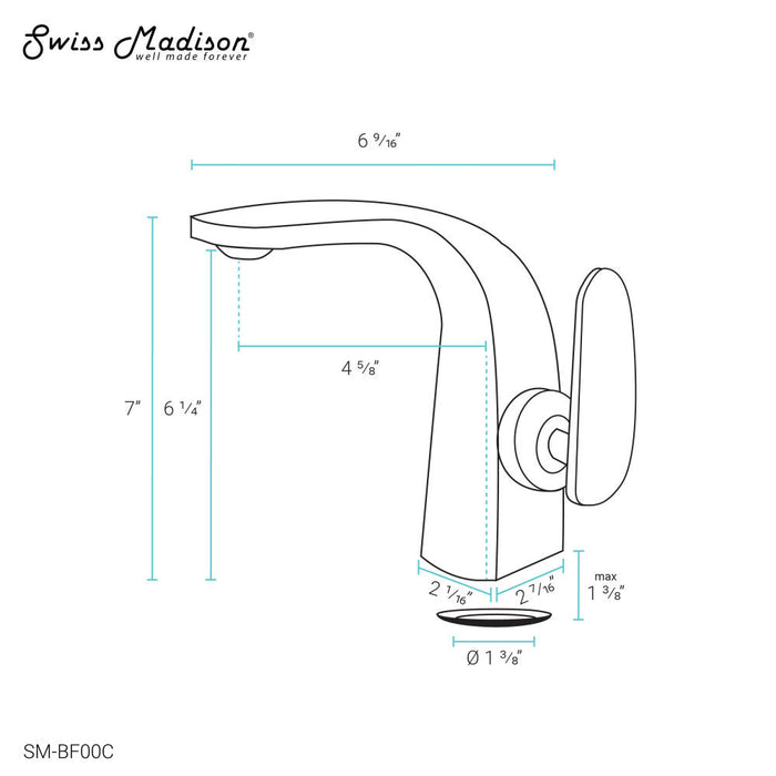 Swiss Madison Chateau Single Hole, Single-Handle, Bathroom Faucet in Chrome - SM-BF00C