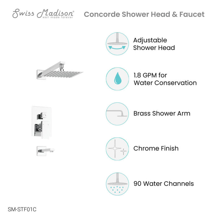 Swiss Madison Concorde Single-Handle 1-Spray Tub and Shower Faucet in Chrome (Valve Included) - SM-STF01C