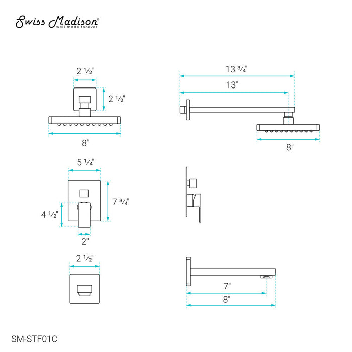 Swiss Madison Concorde Single-Handle 1-Spray Tub and Shower Faucet in Chrome (Valve Included) - SM-STF01C