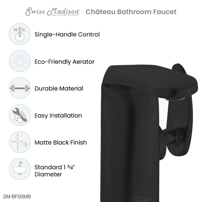 Swiss Madison Chateau Single Hole, Single-Handle, Bathroom Faucet in Matte Black - SM-BF00MB