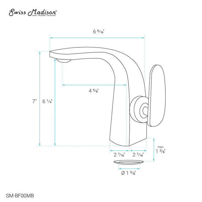 Swiss Madison Chateau Single Hole, Single-Handle, Bathroom Faucet in Matte Black - SM-BF00MB