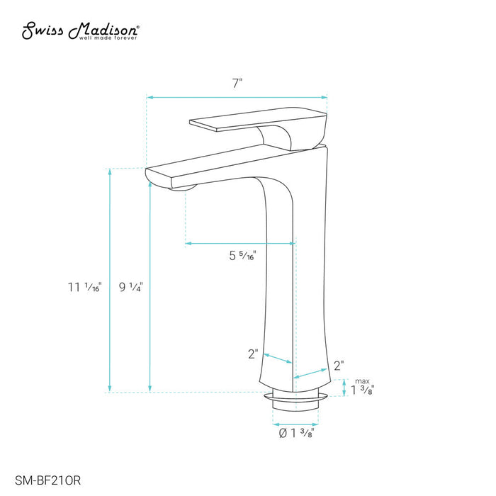 Swiss Madison Monaco Single Hole, Single-Handle, High Arc Bathroom Faucet in Oil Rubbed Bronze - SM-BF21OR