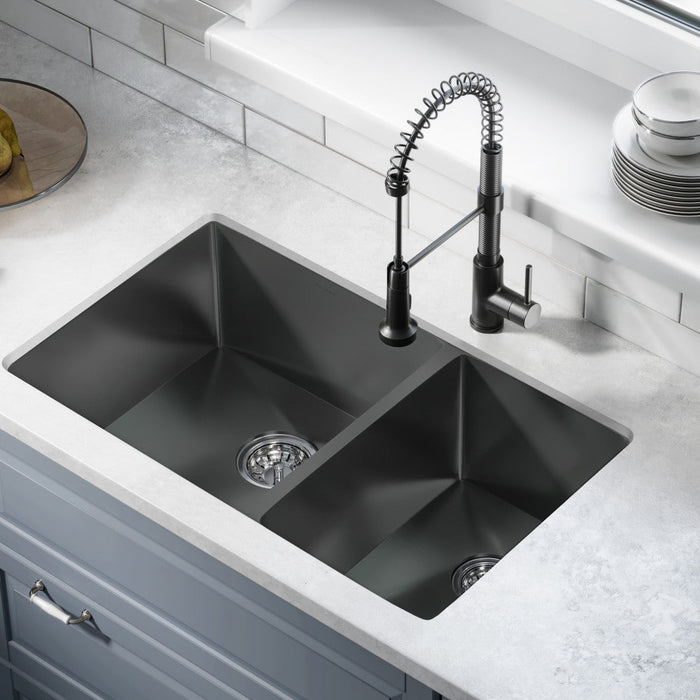 Swiss Madison Rivage 33 x 20 Stainless Steel, Dual Basin, Undermount Kitchen Sink in Black - SM-KU725B