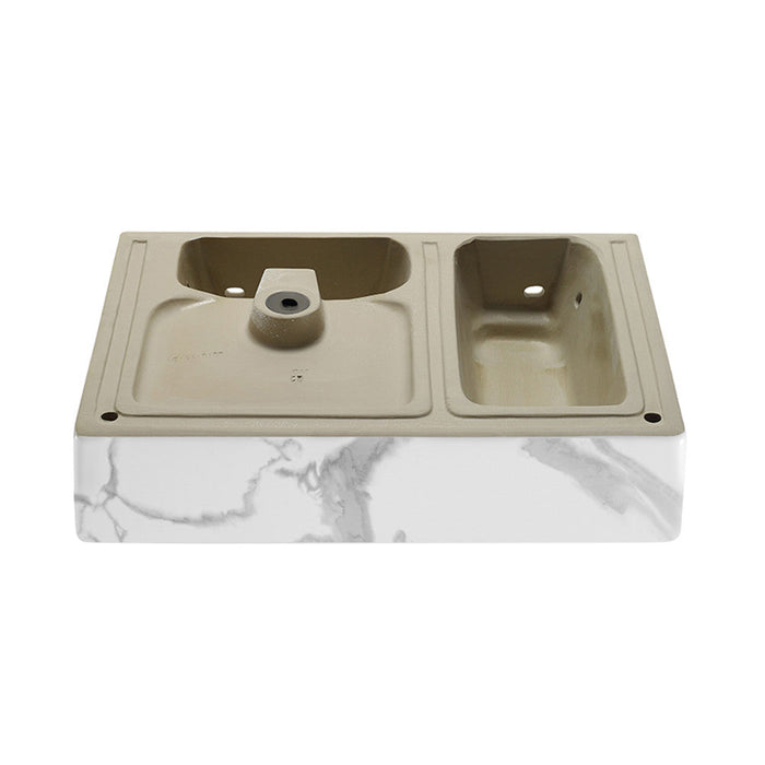 Swiss Madison St. Tropez 24" Right Side Faucet Wall-Mount Bathroom Sink in White Marble - SM-WSM323W1